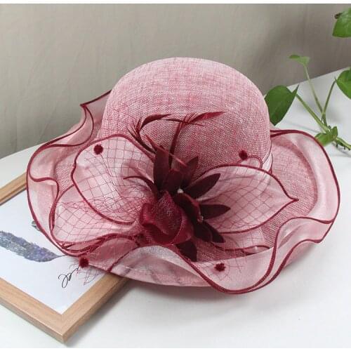Organza Wedding Hats for Women Scalloped Big Brim Exaggerate Elegant mesh Sunshade Hats Wedding Accessories Bridal Headwear