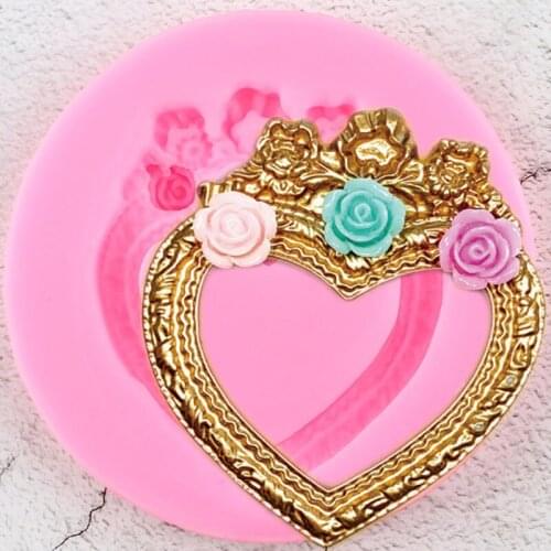 Love Heart Silicone Molds Frame Fondant Mold Rose Flower Chocolate Cupcake Mould Cake Decorating Tools Candy Clay Resin Moulds