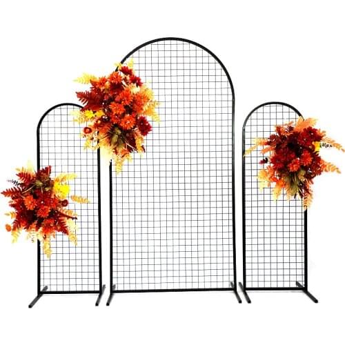 Wedding arch Grid screen iron decorative props wedding scene layout stage background mesh screen arch metal Flower stand