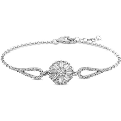 Tevuli 925 Sterling Silver Baguette Cubic Zirconia Bracelet
