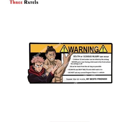 Three Ratels D150 Creative Warning Car Sticker For Itadori Yuji Decal Cartoon Anime Vinyl JDM Window Trunk Stickers