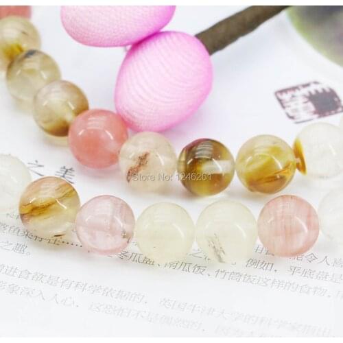 10mm Ornaments Pink Watermelon Tourmaline Crafts Loose Beads Round Natural Stone Gems Women Jewelry Making For Women Girls Gifts