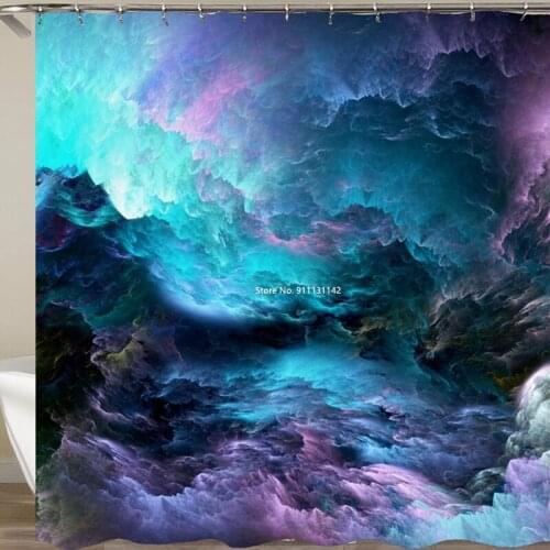 Space Cloud 3D Digital Printed Shower Curtain Waterproof and Mildew Resistant Shower Curtain with Hooks and No Holes