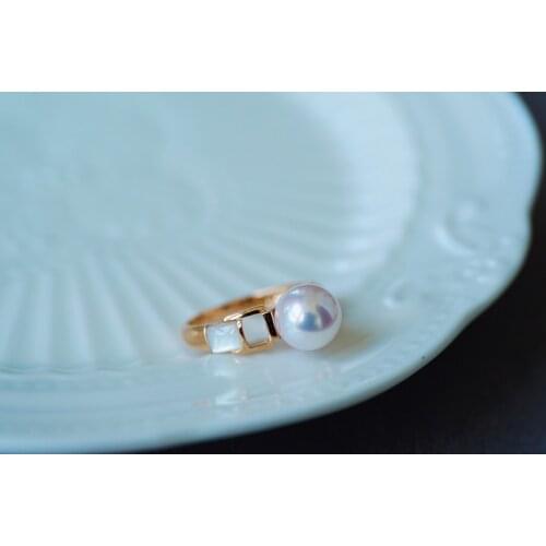 Solid 18K Gold Nature Akoya Pearls 8.8mm for Women Fine Jewelry Presents the Six-word Admonition