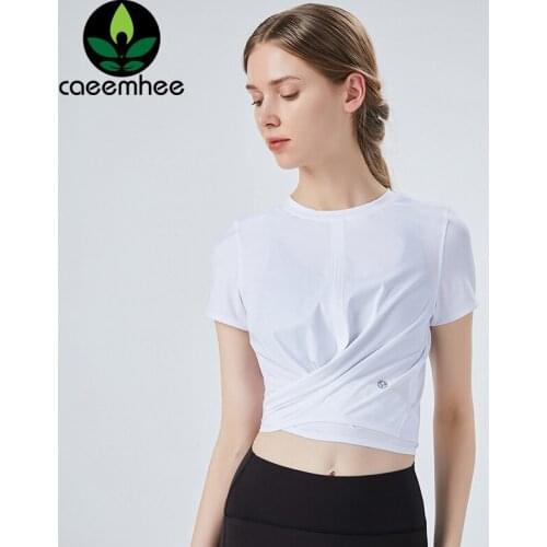 CAEEMHEE Women Yoga Shirts Quick Dry Fitness Sport Short Sleeve T-Shirts Gym Workout Crop Tops Casual Athletic Running Tees