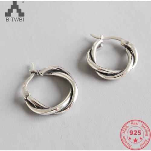 925 Silver Cute Handmade Twisted Rope Pure Silver Hoop Earrings For Women Bridal Jewelry
