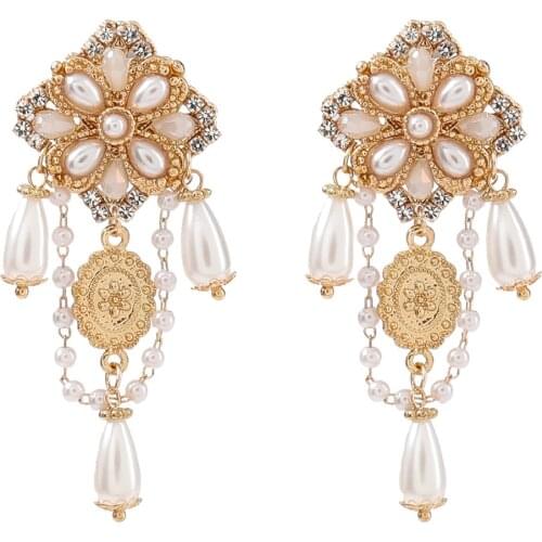 Vintage White Pearls Resin Dangle Earrings For Women Fashion Jewelry Maxi Girls' Colletion Earrings Accessories