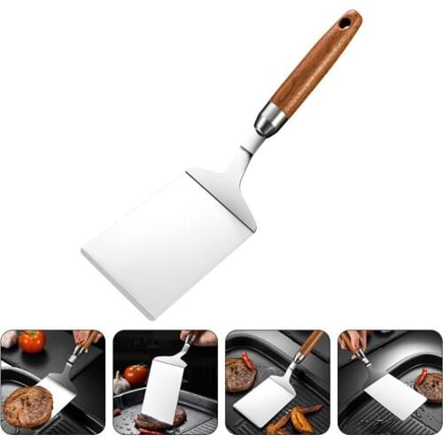1Pc Stainless Steel Steak Spatula Multi-Function Teppanyaki Tool Cooking Iron Plate Roast Steak Shovel Pizza Shovel (Silver)