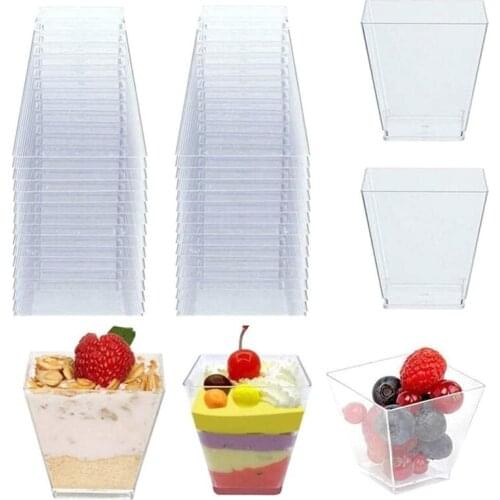 10pcs Pudding Cup Disposable Plastic Food Container Pastry Tools Dessert Baking Cups