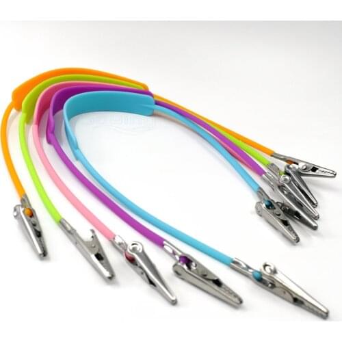 10 pcs Stainless Steel Dental Bib Clips Flexible Chain Napkin Holder Autoclavable Silicone Patient Clip For Dentist Lab