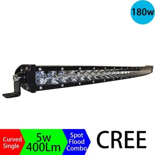 180W 3D Long Distance Super Slim Single Row Curved Work Car Light Bar Offroad Driving Lamp Auto Parts SUV UTE 4WD ATV Boat