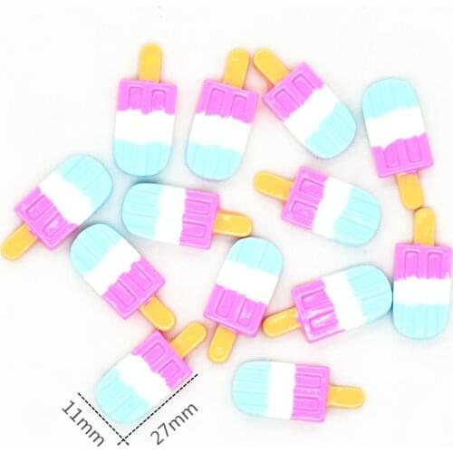 20PCS 27mmX11mm Rose-White-Blue Three-Color Resin Flatback Popsicle|Summer Party Decoration Miniatures|Resin ice lolly cabochon