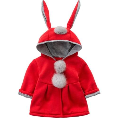 2018 Winter Fashion New Girl Dafa Jacket Cotton Long Rabbit Ear Hooded Jacket Girls Kids
