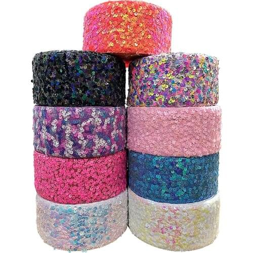 3 inch 75mm new tulle mesh sequin ribbon