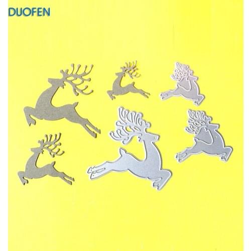 3pcs Christmas running deers stencil metal Cutting dies for DIY papercraft projects Scrapbook Paper Album greeting cards deco