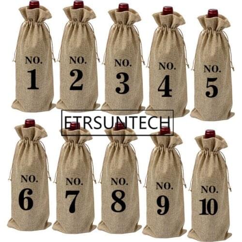 30sets Jute Wine Bags Hessian Numbered Wine Bottle Gift Bags with Drawstring for Blind Wine Tasting