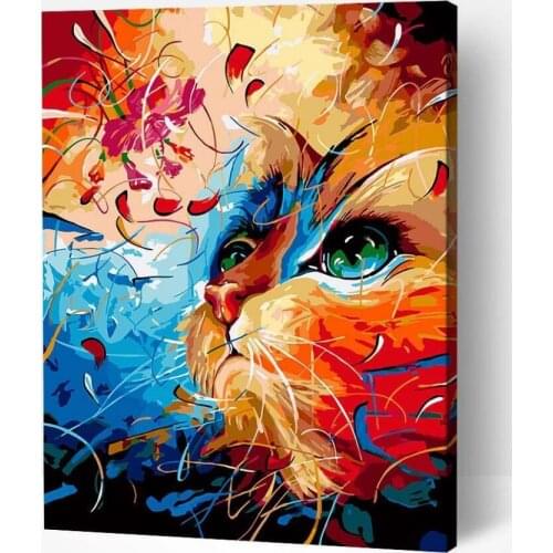 40x50cm Frame DIY Painting By Numbers Color Cat Animals Paint By Numbers for kids on canvas Picture For Home Decoration