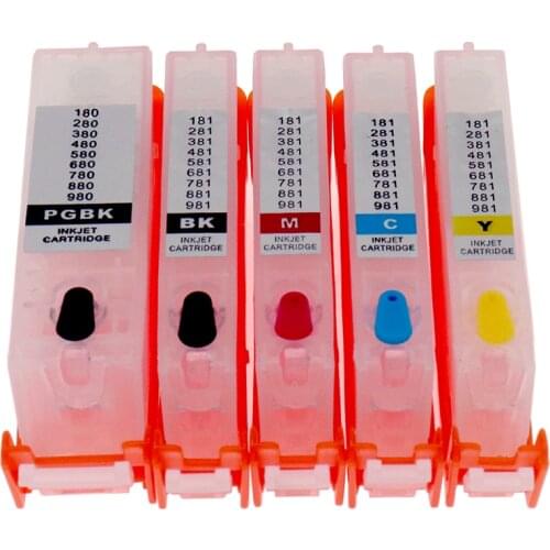 5PCS Refillable PGI 280 CLI 281 XXL ink cartridge with ARC chips For Canon TR7520 TR8520 TS8220 TS8320 TS6320 TS6120 printer
