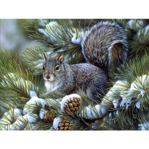 5D Diamond Painting Animals Squirrel Diamond Embroidery Full Square Diamond Mosaic Cross Stitch Landscape Home Decor
