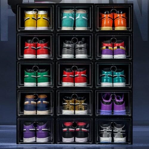 6Pcs/Set Sneakers Box Transparent Plastic Shoe Rack Storage Bins Drawers Combination Room Organizer Basketball Shoes Hanger