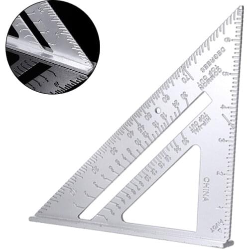 7" Aluminum Rafter Triangle Ruler Angle Protractor Miter Speed Square Measuring Tool For Building Framing Carpenter Tool