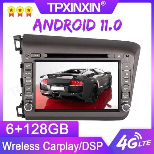 Android 11.0 6+128G For HONDA CIVIC 2012+ GPS Car Multimedia Player Headunit Audio Radio Navigtion Tape Recorder