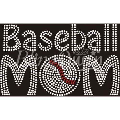 BlingQueen 25PCS/LOT Baseball Mom Rhinestone Transfers Motifs