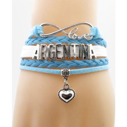 Infinity love argentina Bracelet heart Charm national argentina flag bracelets & bangles for Woman and man bracelets
