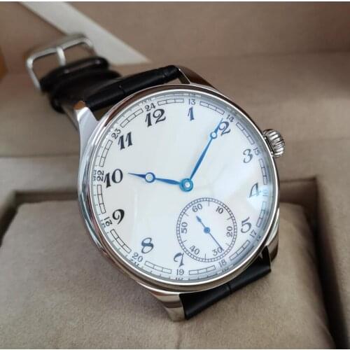 44mm not have logo Mechanical Hand Wind Mens Watch White dial blue hand Mineral Glass/Sapphire Seagull st3621 movement G036