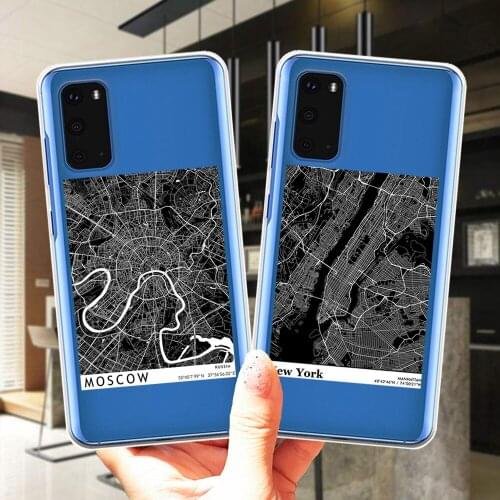 Ins Travel Country Sketch Exclusive City Map Silicone Case Cover For Samsung S10 S20 Plus Ultra 5G S10E S6 S7 Edge S8 S9 Plus