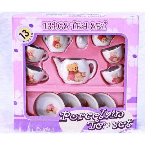 Children action figure tea set toy kitchen toys for girls 13pcs tea procelain tea set kids xmas gift