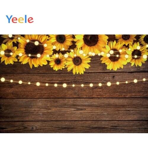 Yeele Red Wooden Bright Sunflowers Warm Lights Photography Backdrops Personalized Photographic Backgrounds For Photo Studio