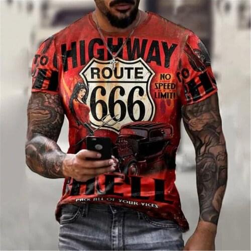 Highway 66 Route 3d Printed T Shirt Men Classic Street Pattern Male Short Sleeve Handsome Man Tops Summer Round Neck Loose Tees