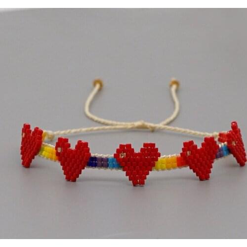 Go2boho Miyuki Bracelet For Girl Friend Gift Jewelry For Women Gift Mexican Heart Pulseras Handmade Loom Woven Rainbow Bracelets