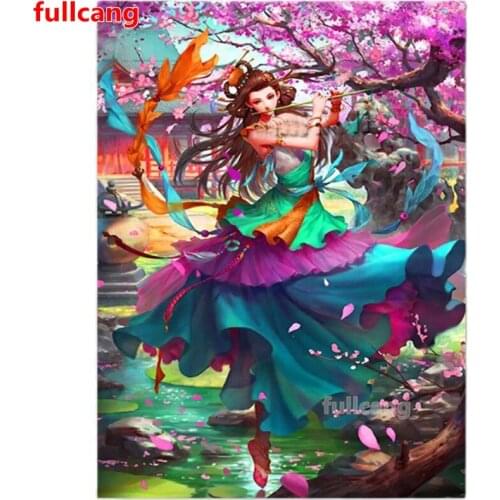 Full Square Round Drill Diy Diamond Painting Anime Girl 5d Diamond Mazayka Embroidery Mosaic Sakura Tree Landscape Woman JX2307