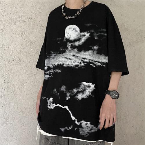 Summer trend ins personality splash ink spray dirty printing loose size five-minute sleeve mens round neck short sleeve T shirt