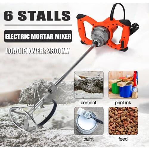 2300W Industrial Grade Mixer 6 Gear Adjustable Speed Handheld Paint Cement Plaster Mortar Coating Mixer Putty Mixing Machine