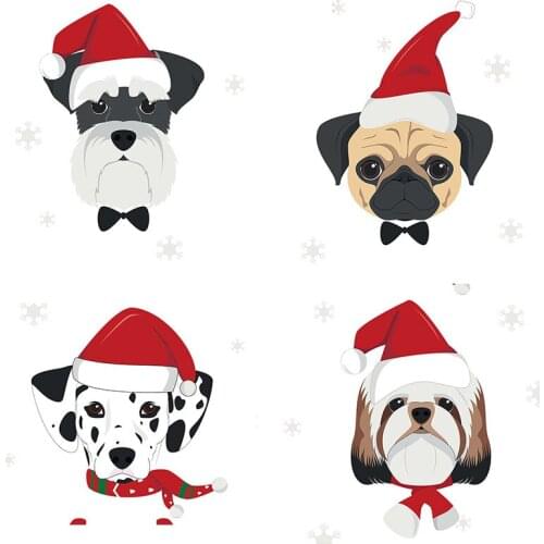 Three Ratels QC441 Lovely Christmas Dog wall stickers for boys Decoration stickers for Christmas home business places