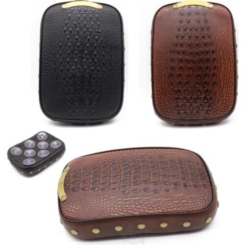 Motorcycle Rear Fender Riveting Solo Seat Cover Crocodile PU Leather Style Pillion Pad Brown Seat 8 Suction Cups for Harley Cafe