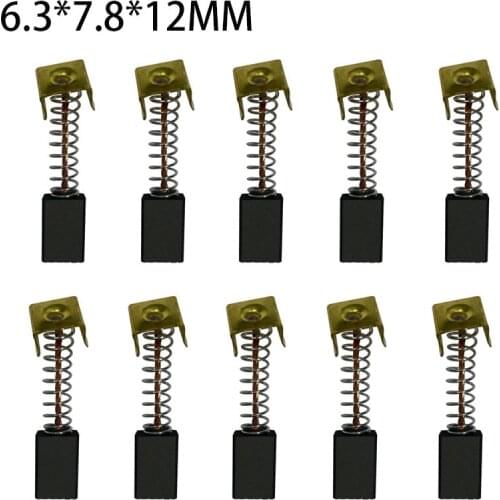 10Pcs Carbon Brushes Graphite Copper Motor Set 6.3*7.8*12mm