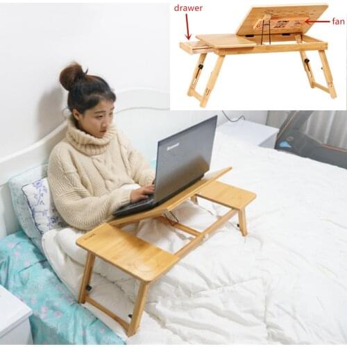 Cooling Fan Laptop desk Portable Adjustable Foldable Computer Desks Notebook Holder tv bed PC Lapdesk Table Stand With Mouse Pad