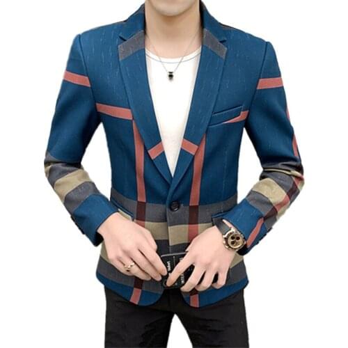 2021 fashion new mens casual suit jacket boutique business dress suit coat British style Male houndstooth grid plaid blazers