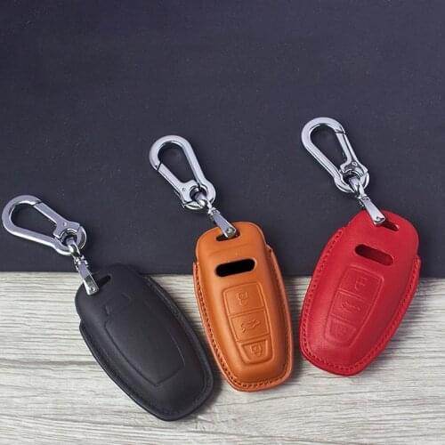 New Genuine leather Car Remote Key Cover Case For Audi Q8 C8 A6 A7 A8 2018 2019 Auto Styling Holder Protection Shell Accessories