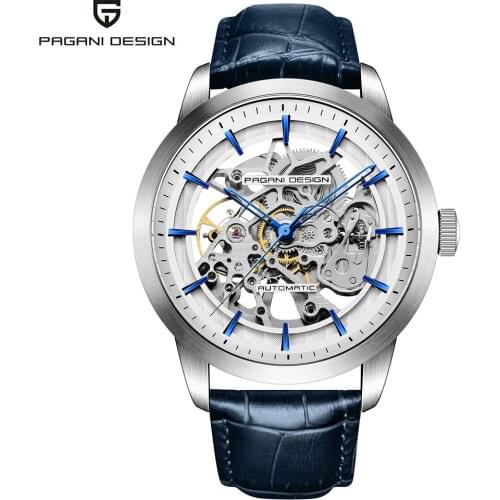 PAGANI DESIGN Business Skeleton Hollow Watch Man Luxury Leather Mens Wristwatch New Mechanical Male Watches Relogio Masculino