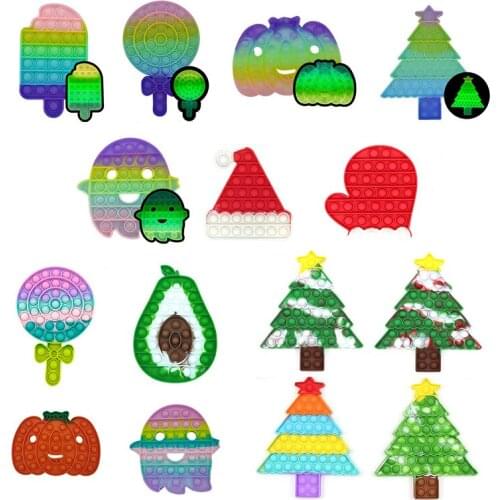 Pop Simple Dimple Fidget Toys Halloween Christmas Anti Stress Reliever Push Bubble Sensory Toys for Adult Kids Antistress Gifts