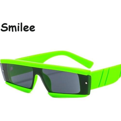 Vintage Rectangle Sunglasses 2021 Trendy One Piece Bright Green Yellow White Sun Glasses Women Men Summer Pool Beach Eyewear