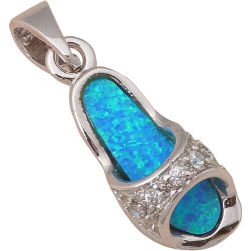 Special style online High-heeled shoes Blue Fire Opal stamped Silver Pendants Fashion jewelry for bor or girl OP468A