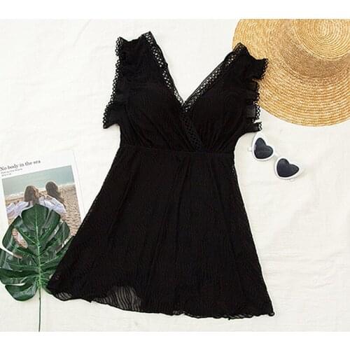 STAERK spring bathing suit women vogue of new fund 2021 conservative black conjoined belly fat mm big yards bathing suit