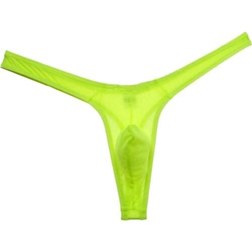 Solid Color Spandex Mens Sexy Bikini Thongs Smooth G-Strings Nylon Elastic Male Thong Underwear Protruding Pouch Fashion Brand
