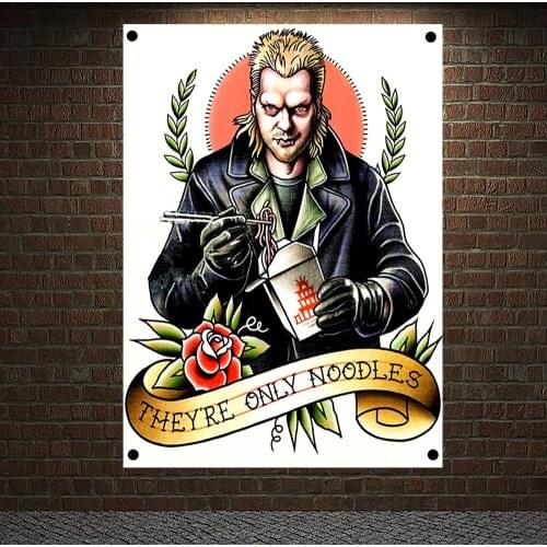 THEY'RE ONLY NOODLES Tattoo Banners Canvas Painting Wall Art Print Posters Home Decor Mural Hanging Flag 4 Gromments in Corners